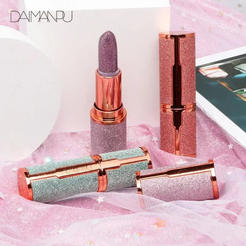 Glitter Lipstick Temperature Color Changing Long Lasting Lip Tint Waterproof Red Pink Sexy Lips Cosmetics Makeup High Class Cosmetics