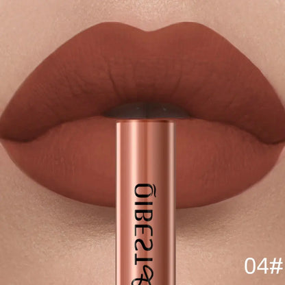 QIBEST Matte Liquid Lipstick Waterproof Long Lasting Velvet Lip Gloss Tint Tube Matte Nude Pigment Red Lipgloss Lips Makeup High Class Cosmetics