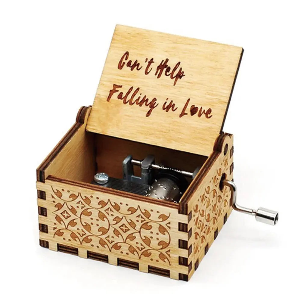 Vintage Wooden Music Box Beauty And Beast Romantic La Vie En Rose Music Box Valentine's Day Gift High Class Cosmetics