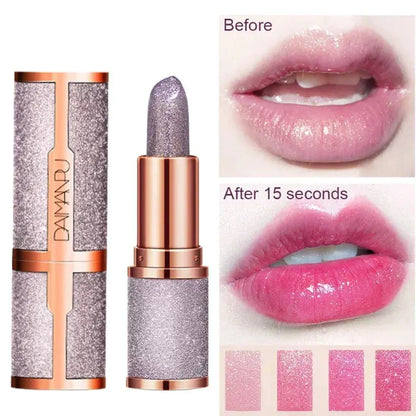 Glitter Lipstick Temperature Color Changing Long Lasting Lip Tint Waterproof Red Pink Sexy Lips Cosmetics Makeup High Class Cosmetics
