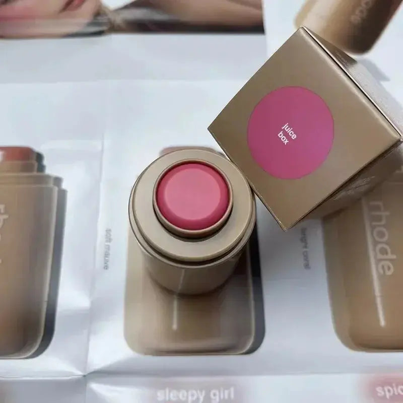 Rhod Pocket Blush LIP Stick Lip And Cheek Hydrating Stick Natural Rouge Powder Blush Cream Lipstick Cheek Easy To Apply Color High Class Cosmetics