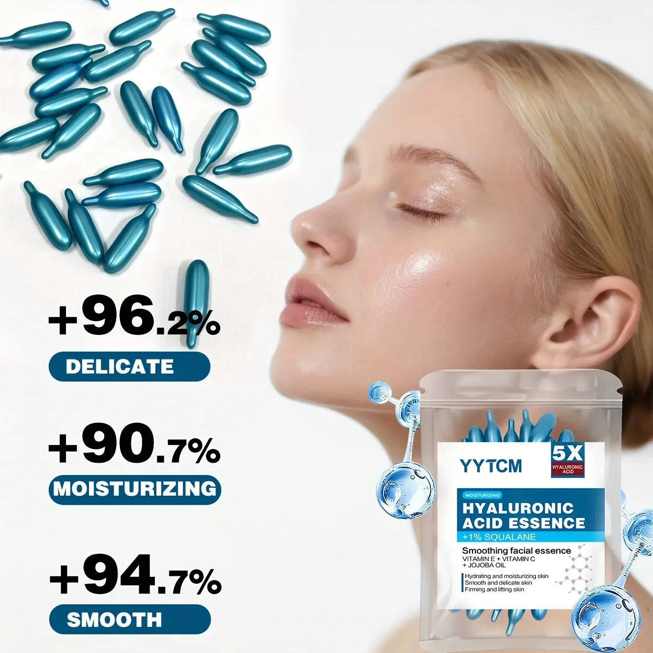 Hyaluronic acid deep moisturizing capsule essence, deep moisturizing and brightening skin essence (0.4gx30 capsules)/bag -1 bag High Class Cosmetics