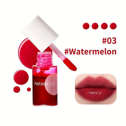 4 color Fruity Lip Tint Water Gloss Tint,Moisturizing Waterproof Liquid Lipstick, Non-Stick,High Pigment,Long-Lasting Colors High Class Cosmetics