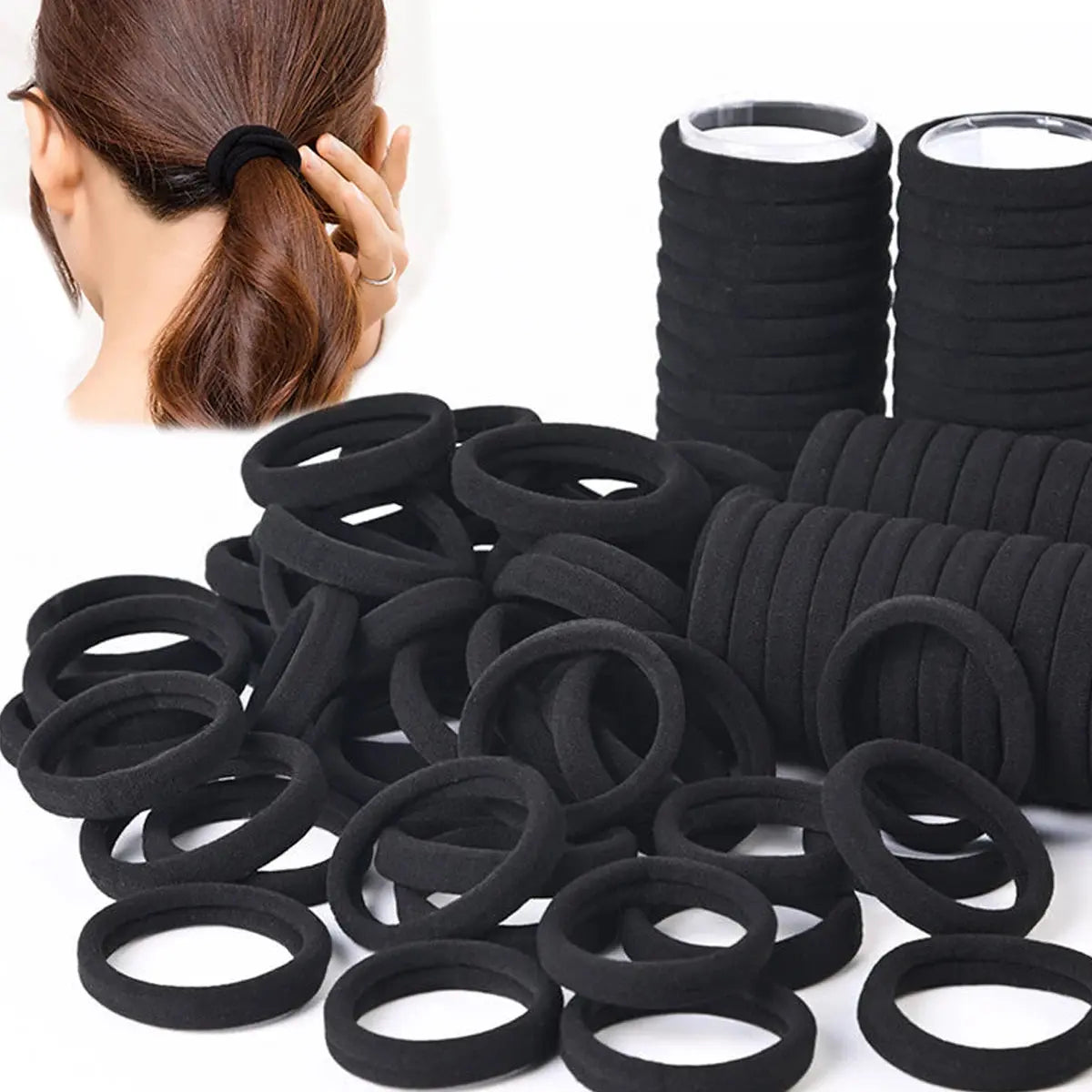 50/100 pieces of black and white hair bands, women's hair bands, high-elasticity rubber band hair bands, hair bands High Class Cosmetics