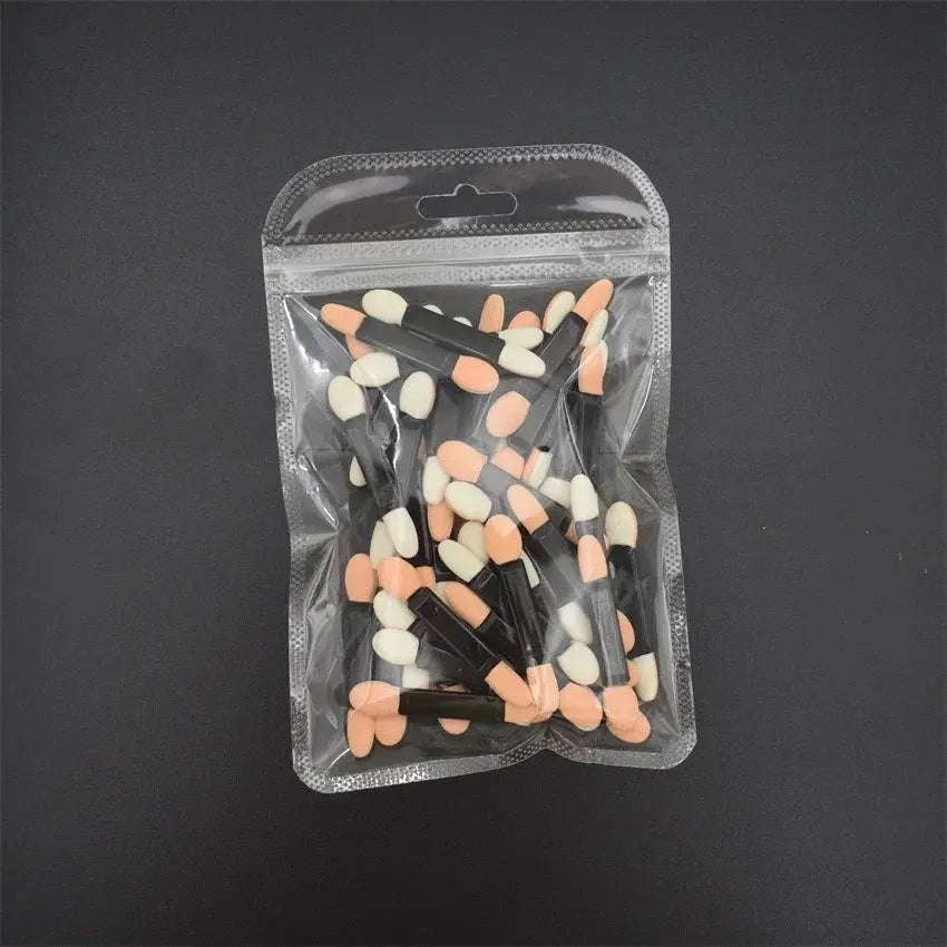 Cuttte 50/100PCS Disposable Dual Sides Eye Shadow Sponge Applicators with Container,  Length Eyeshadow Brushes Makeup Applicator High Class Cosmetics