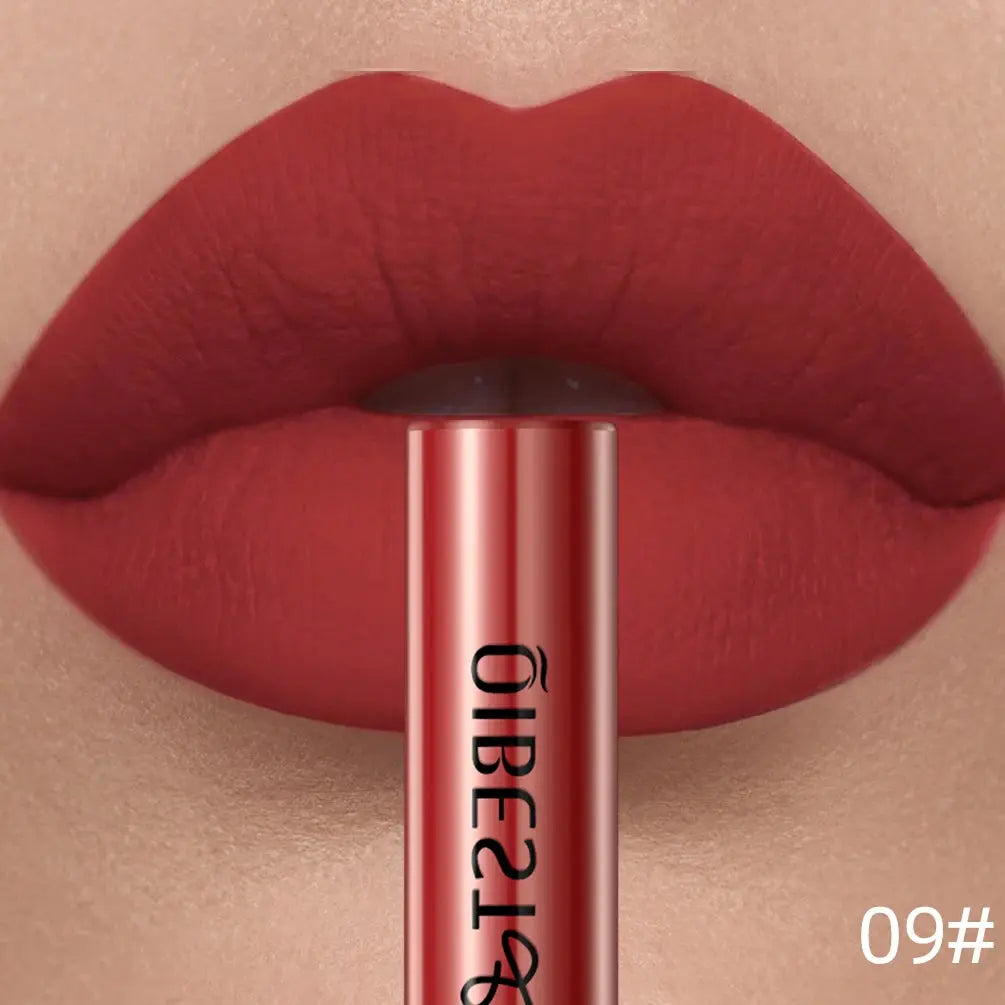 QIBEST Matte Liquid Lipstick Waterproof Long Lasting Velvet Lip Gloss Tint Tube Matte Nude Pigment Red Lipgloss Lips Makeup High Class Cosmetics