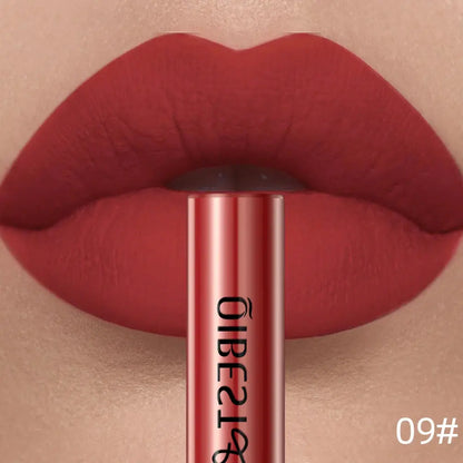 QIBEST Matte Liquid Lipstick Waterproof Long Lasting Velvet Lip Gloss Tint Tube Matte Nude Pigment Red Lipgloss Lips Makeup High Class Cosmetics