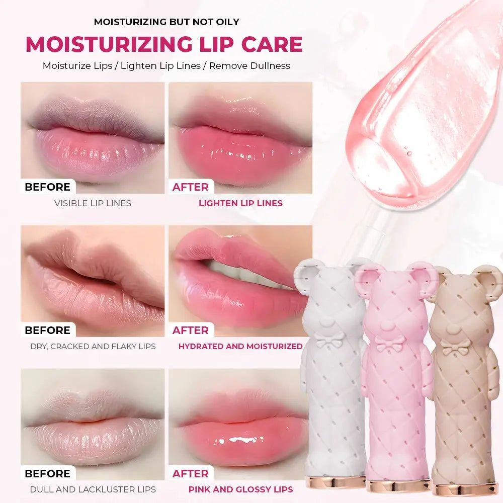 Beauty Glazed Bear Moisturizing Lipstick,Colored Lip Balm,Nourishing Lip stick,Easy To Color,Watery High Class Cosmetics