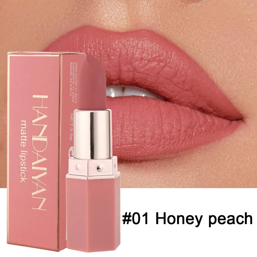 6-Color Matte Lipstick , Non-Fading, Non-Stick Cup Long-Lasting Velvet Finish, Smooth Matte Lip Color Waterproof Smudge-proof High Class Cosmetics