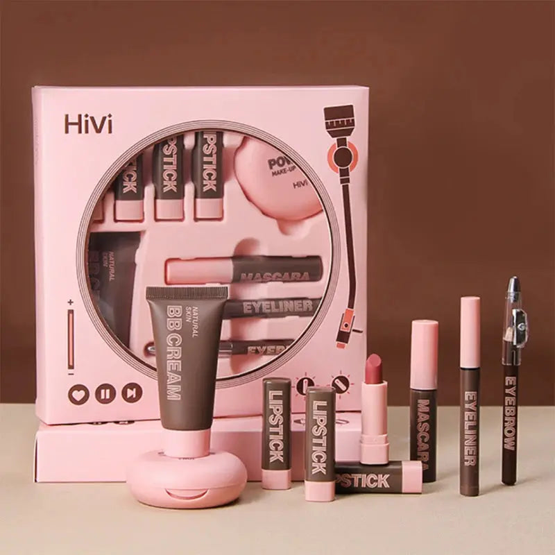 Gift Box 9-piece Lipstick Powder Mascara Eyebrow Pencil Set High Class Cosmetics