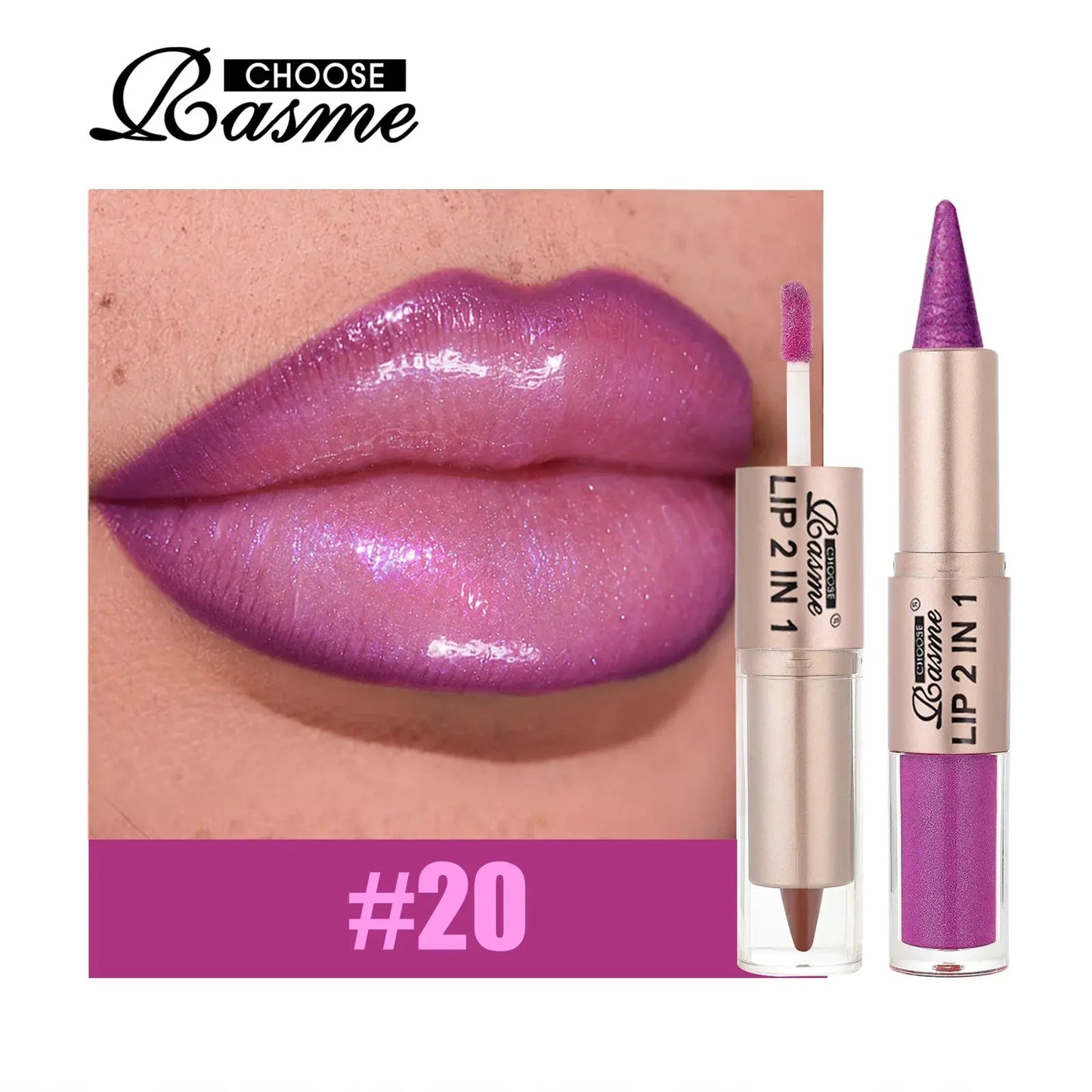 2IN1 Tapered Gradient Lipliner Pen Nude Brown Mirror Glass Lip Gloss Matte Lip Liner Waterproof Lip Contour Non Stick Makeup High Class Cosmetics