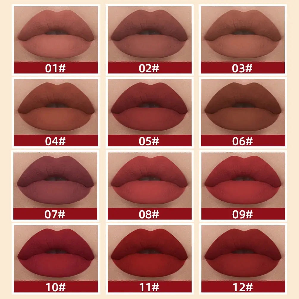 QIBEST Matte Liquid Lipstick Waterproof Long Lasting Velvet Lip Gloss Tint Tube Matte Nude Pigment Red Lipgloss Lips Makeup High Class Cosmetics