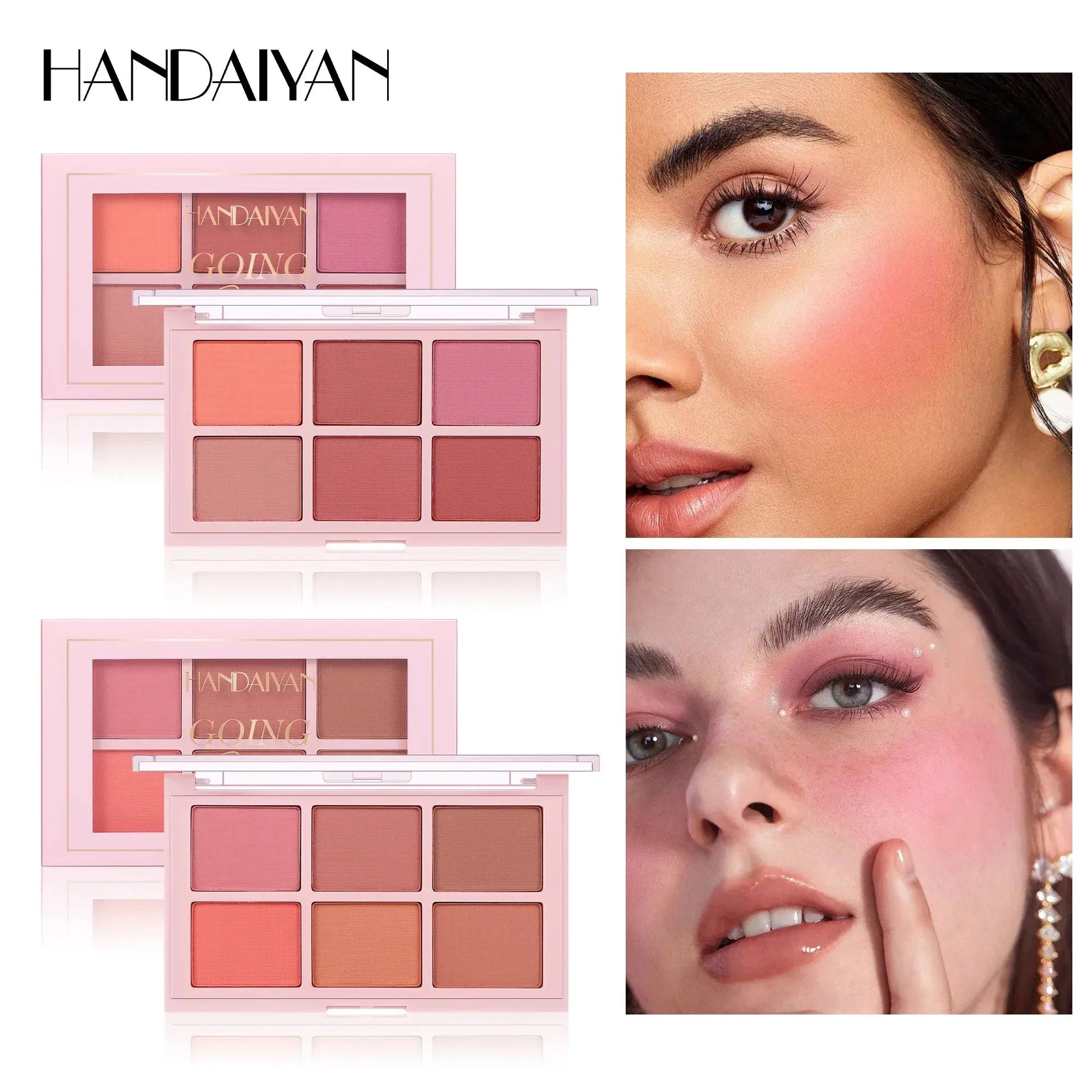 Matte Blush Palette Highly Pigmented Long Lasting Face Makeup Natural Finish Brighten Skin Contour Highlight Powder High Class Cosmetics
