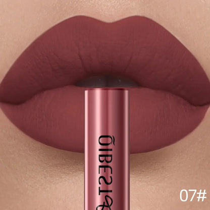 QIBEST Matte Liquid Lipstick Waterproof Long Lasting Velvet Lip Gloss Tint Tube Matte Nude Pigment Red Lipgloss Lips Makeup High Class Cosmetics
