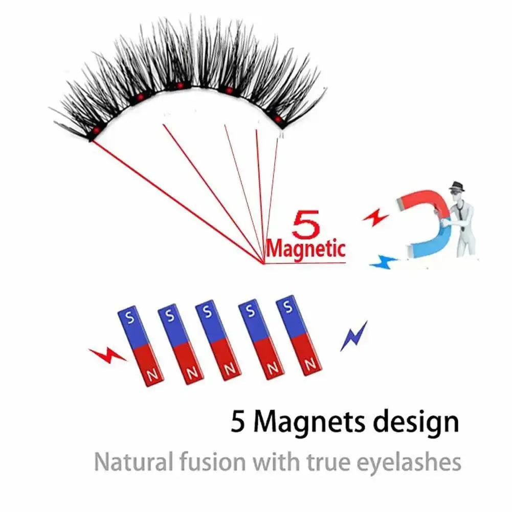 3D Natural Magnetic Eyelashes,With 5 Magnetic Lashes Shipping Box Eyelashes Handmade False Gift Reusable Support Drop Magne T6N2 High Class Cosmetics