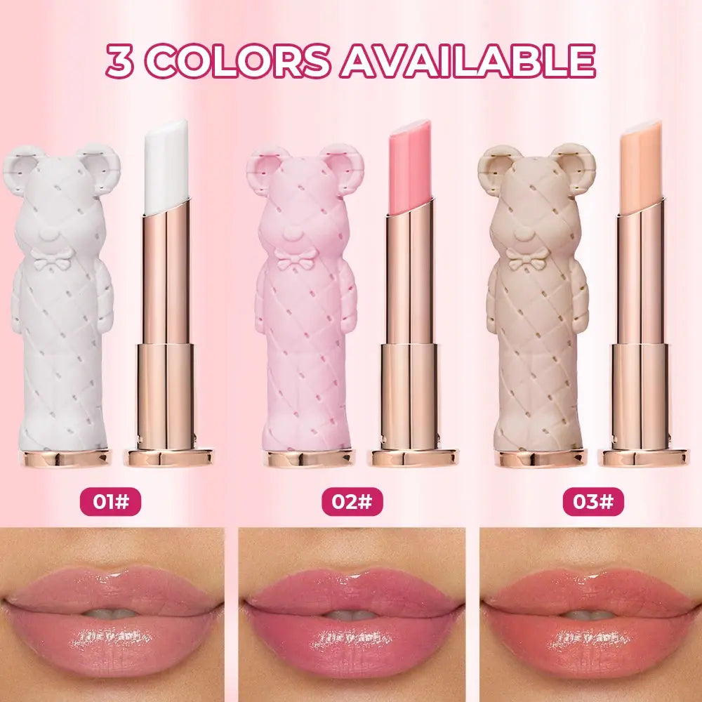 Beauty Glazed Bear Moisturizing Lipstick,Colored Lip Balm,Nourishing Lip stick,Easy To Color,Watery High Class Cosmetics